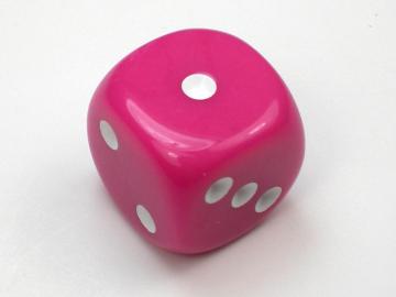 Koplow Games Opaque Pink w/White 16mm d6 Dice