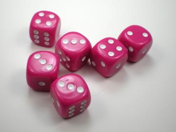 Koplow Games Opaque Pink w/White 16mm d6 Dice