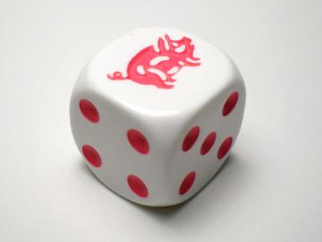 Koplow Games Pig White w/Pink 16mm d6 Dice