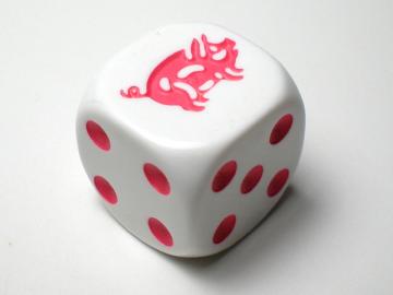 Koplow Games Pig White w/Pink 16mm d6 Dice