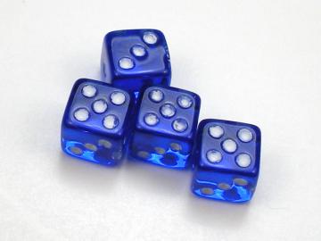 Koplow Games Translucent Blue w/White 5mm d6 Dice