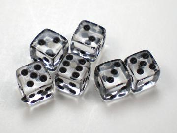 Koplow Games Translucent Clear w/Black 5mm d6 Dice