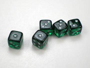 Koplow Games Translucent Green w/White 5mm d6 Dice