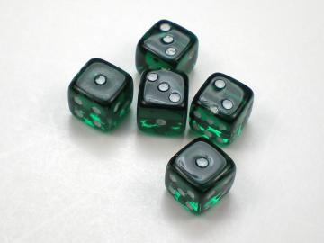 Koplow Games Translucent Green w/White 5mm d6 Dice