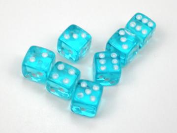 Koplow Games Translucent Light Blue w/White 5mm d6 Dice