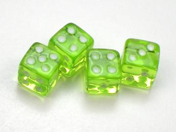 Koplow Games Translucent Light Green w/White 5mm d6 Dice