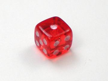 Koplow Games Translucent Red w/White 5mm d6 Dice