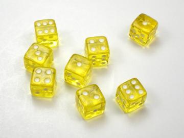 Koplow Games Translucent Yellow w/White 5mm d6 Dice