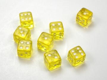 Koplow Games Translucent Yellow w/White 5mm d6 Dice