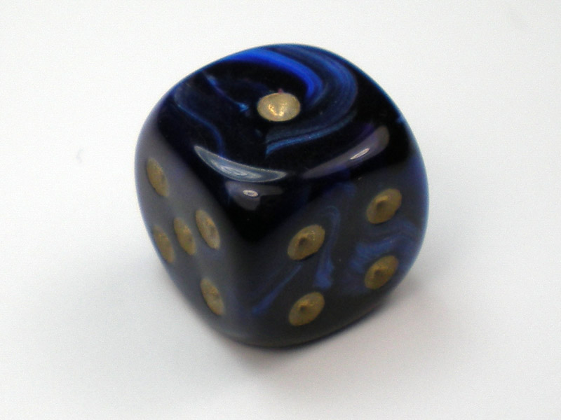 Chessex Scarab Royal Blue w/Gold 16mm d6 Dice - Dice-Collection.com