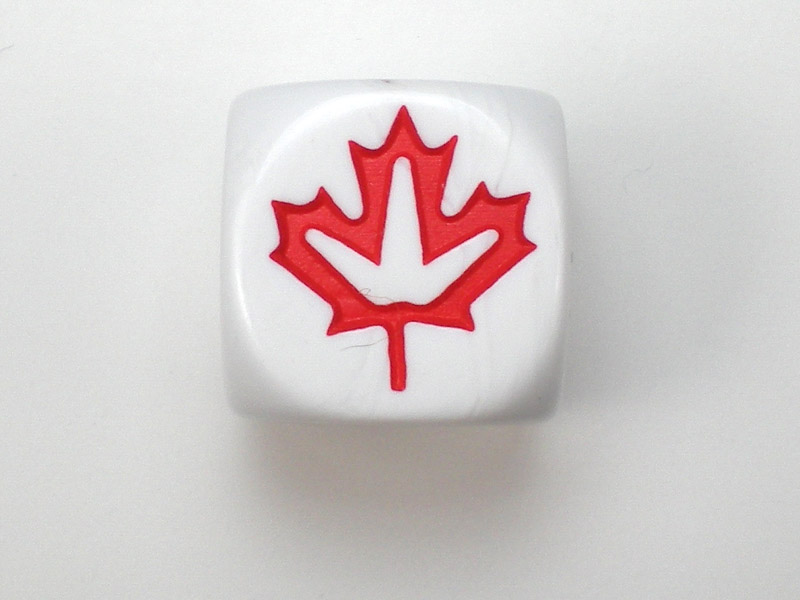 Koplow Games Maple Leaf White w/Red 16mm d6 Dice - Dice-Collection.com