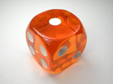 Unknown Jumbo Translucent Orange w/White 46mm d6 Dice