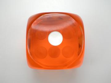 Unknown Jumbo Translucent Orange w/White 46mm d6 Dice