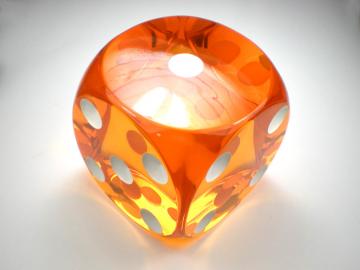 Unknown Jumbo Translucent Orange w/White 94mm d6 Dice