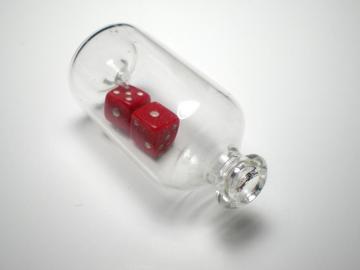 Unknown Opaque Red w/White 5mm d6 Dice in Glass Bottle